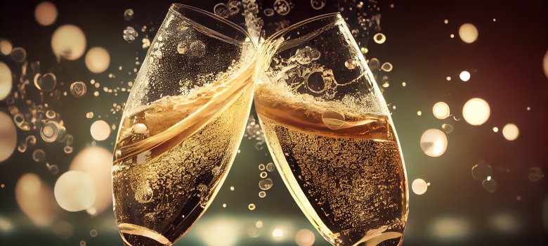 Champagne celebration, alcohol drink and liquid bubble up generated by AI